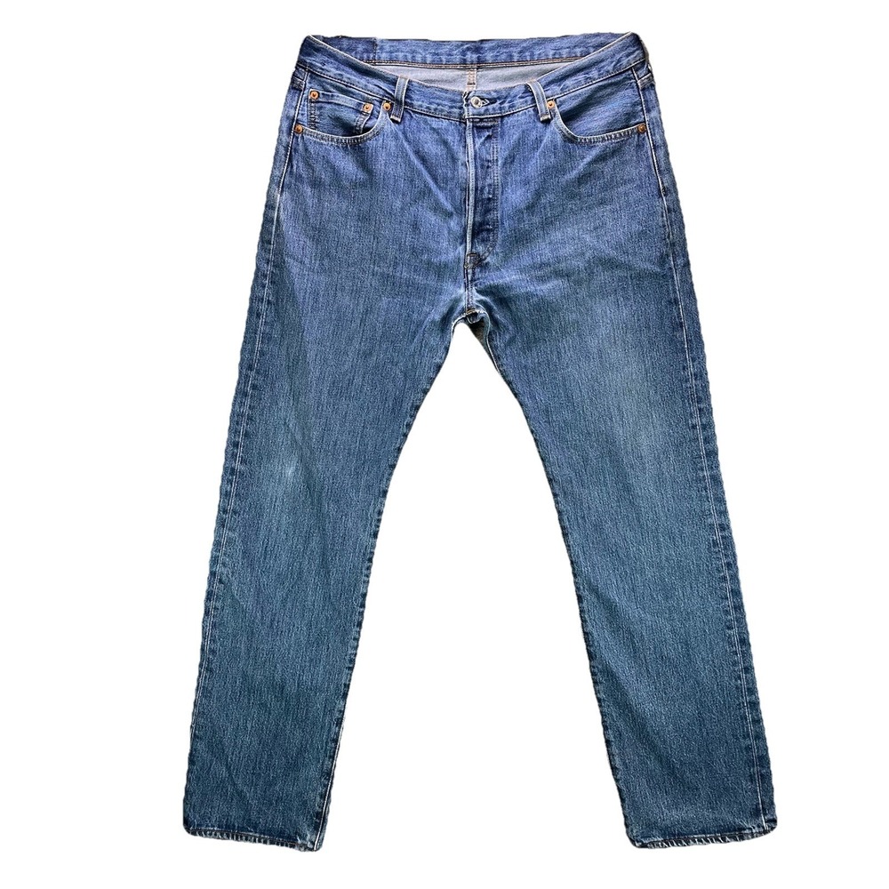 Levi's Jeans Mens 36x34 Blue 501 Original Fit Button Fly Faded 100% Cotton Denim